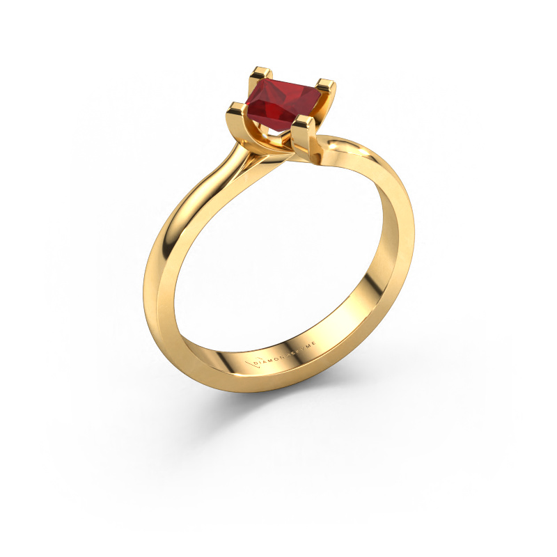 Image of Engagement ring Dewi Square 585 gold Ruby 4 mm