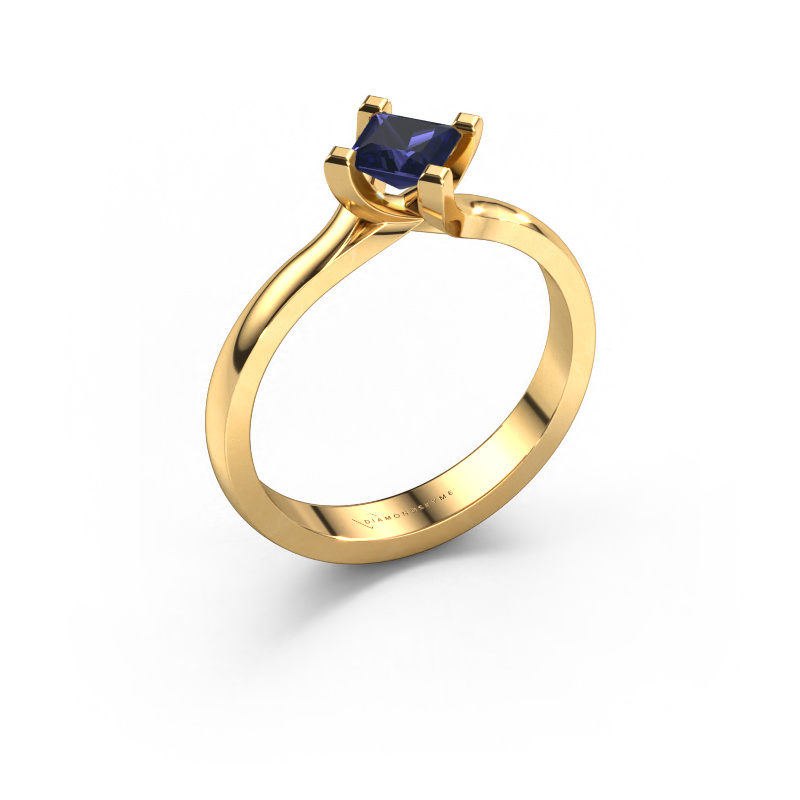 Image of Engagement ring Dewi Square 585 gold Sapphire 4 mm