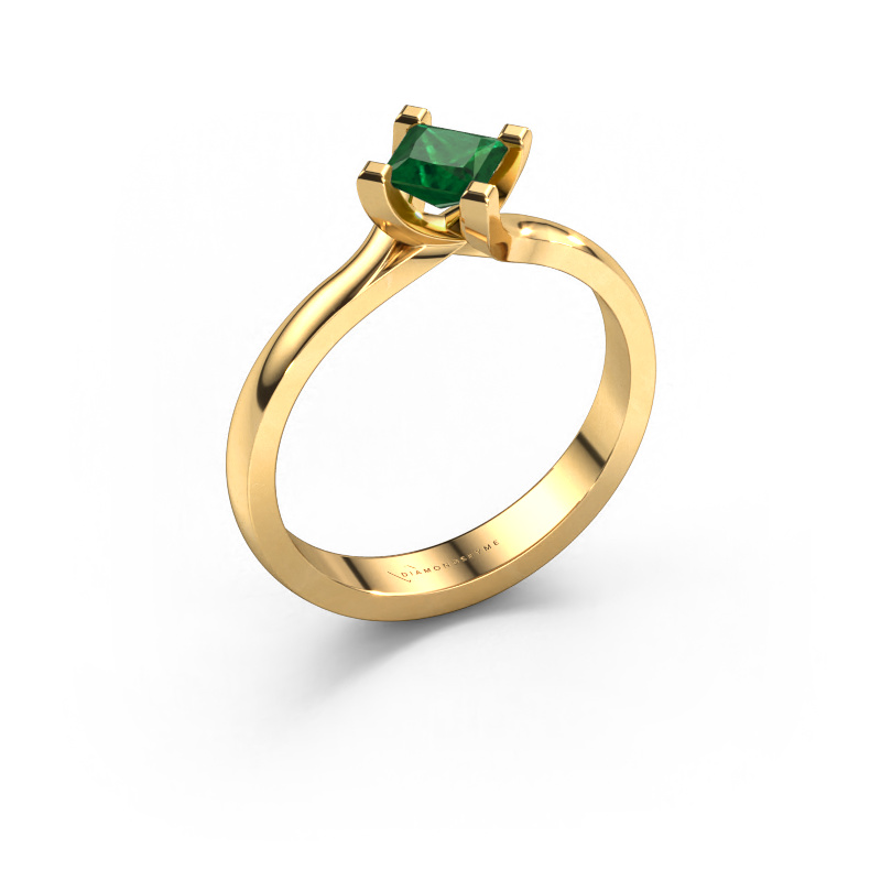 Image of Engagement ring Dewi Square 585 gold Emerald 4 mm