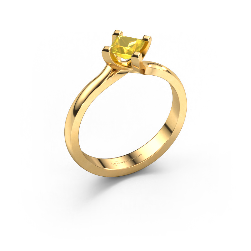 Image of Engagement ring Dewi Square 585 gold Yellow sapphire 4 mm
