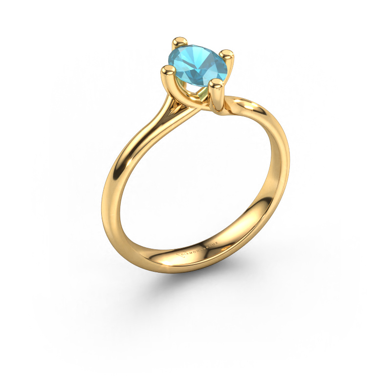 Bild von Verlobungsring Dewi Oval 585 Gold Blau Topas 7x5 mm