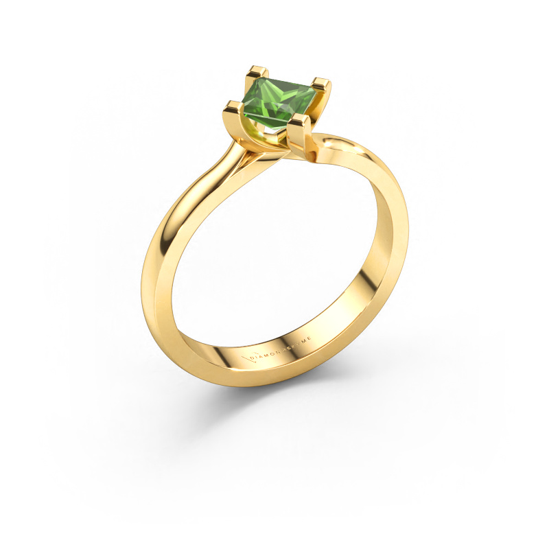 Bild von Verlobungsring Dewi Square 585 Gold Turmalin grün 4 mm