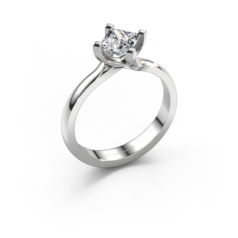 Image de Bague de fiançailles Dewi Square 950 platine Diamant synthétique 0.80 crt