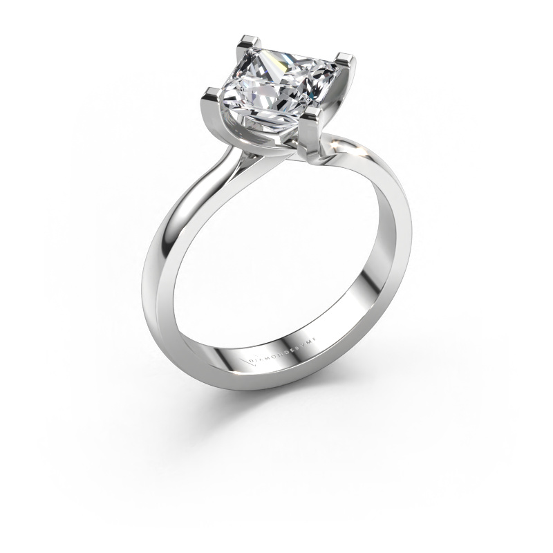 Image de Bague de fiançailles Dewi Square 950 platine Diamant synthétique 1.70 crt