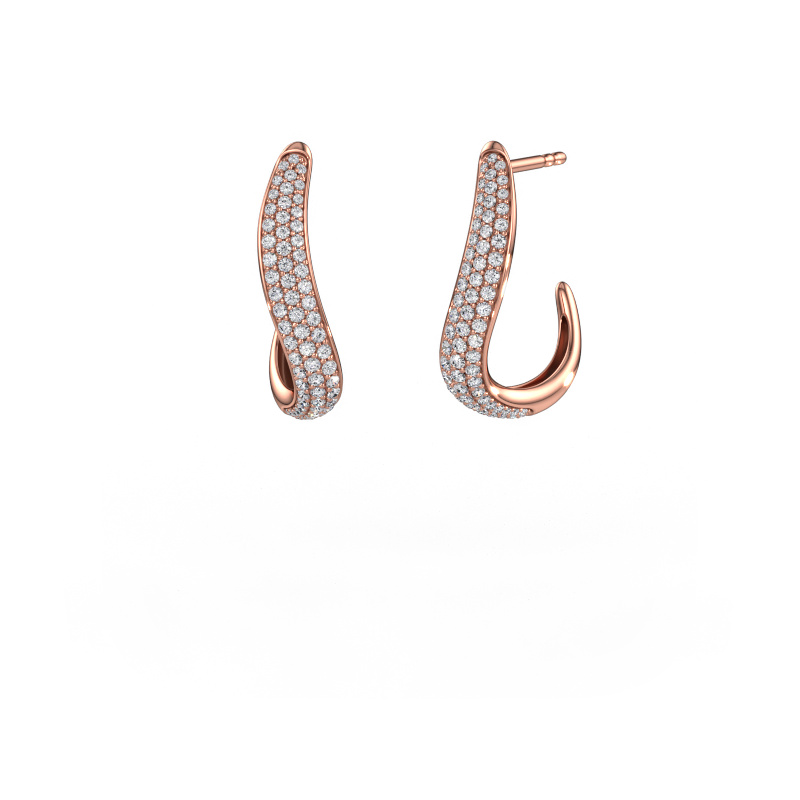 Image de Boucles d'oreilles Dina 2 585 or rose Zircone 0.8 mm
