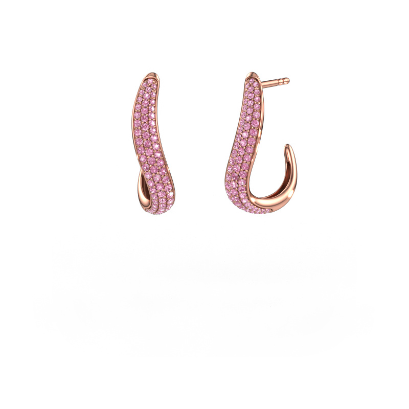 Image de Boucles d'oreilles Dina 2 585 or rose Saphir rose 0.8 mm