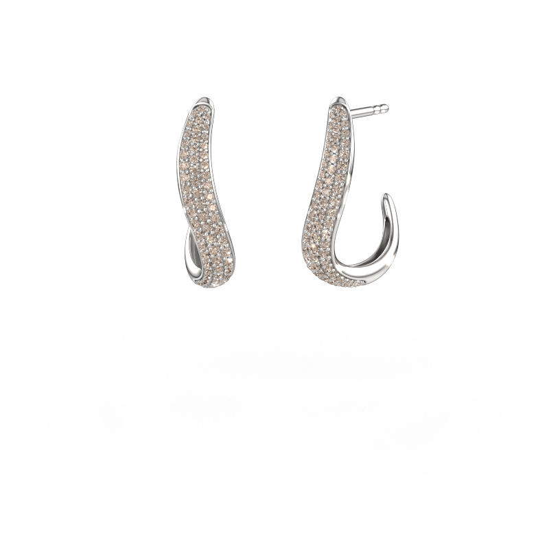 Image de Boucles d'oreilles Dina 2 950 platine Diamant brun 0.645 crt