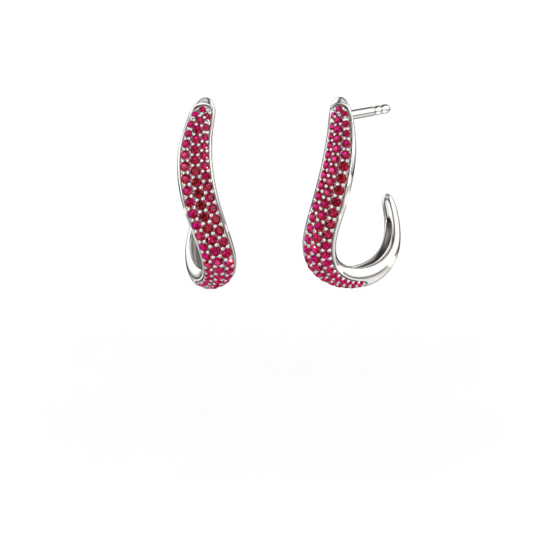 Image de Boucles d'oreilles Dina 2 585 or blanc Rubis 0.8 mm