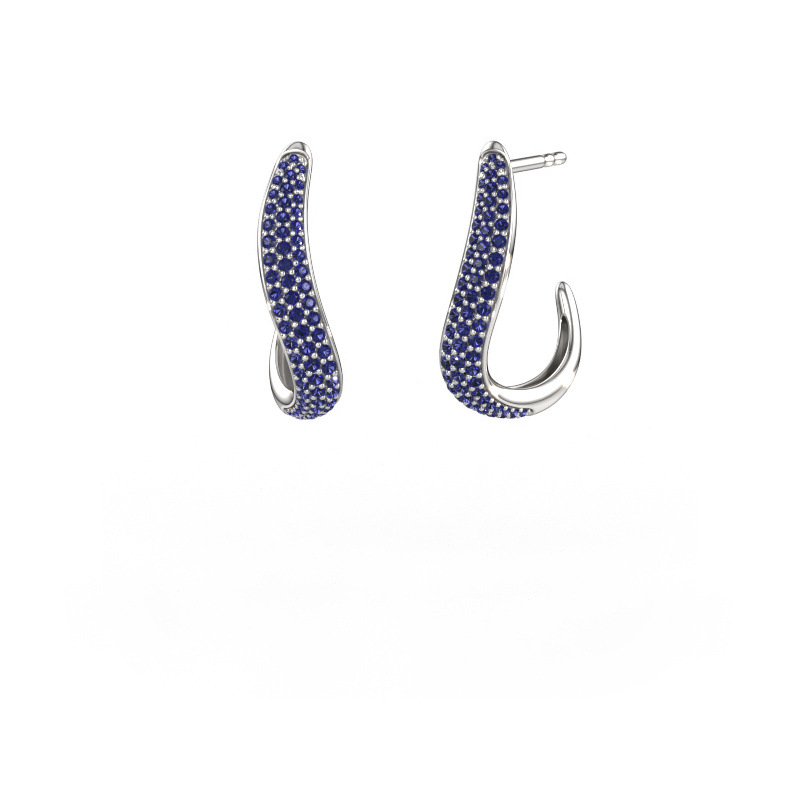 Image de Boucles d'oreilles Dina 2 585 or blanc Saphir 0.8 mm