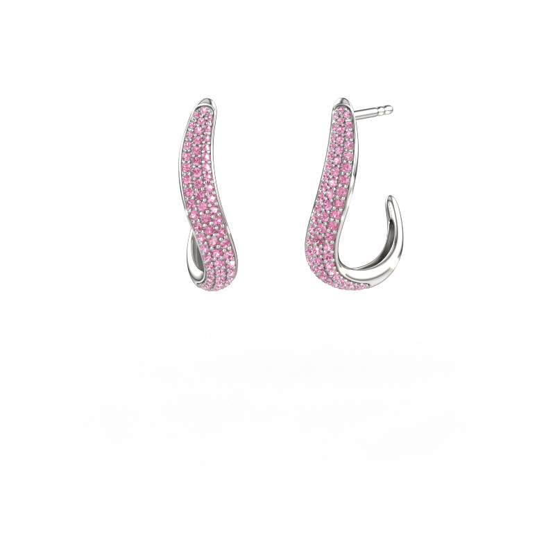 Image de Boucles d'oreilles Dina 2 950 platine Saphir rose 0.8 mm