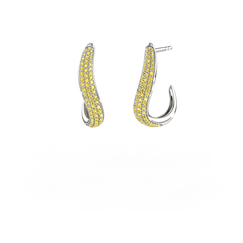 Image de Boucles d'oreilles Dina 2 585 or blanc Saphir jaune 0.8 mm