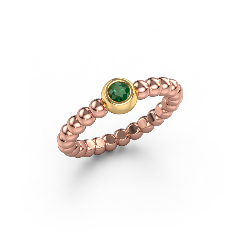 Image of Stackable ring Dini 585 rose gold Emerald 3 mm