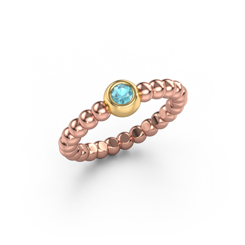 Image de Bague superposable Dini 585 or rose Topaze bleue 3 mm