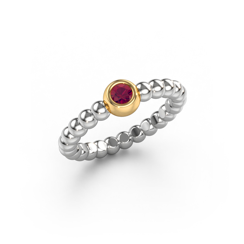 Image de Bague superposable Dini 585 or blanc Rhodolite 3 mm