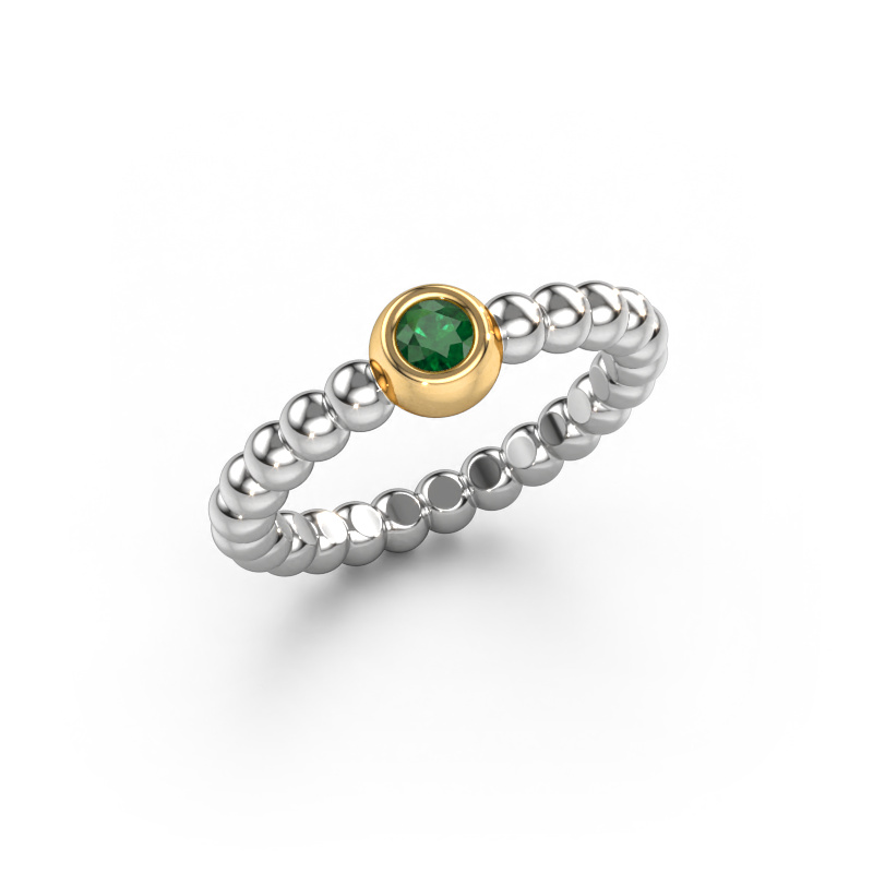 Image of Stackable ring Dini 585 white gold Emerald 3 mm