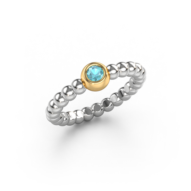 Image of Stackable ring Dini 585 white gold Blue topaz 3 mm