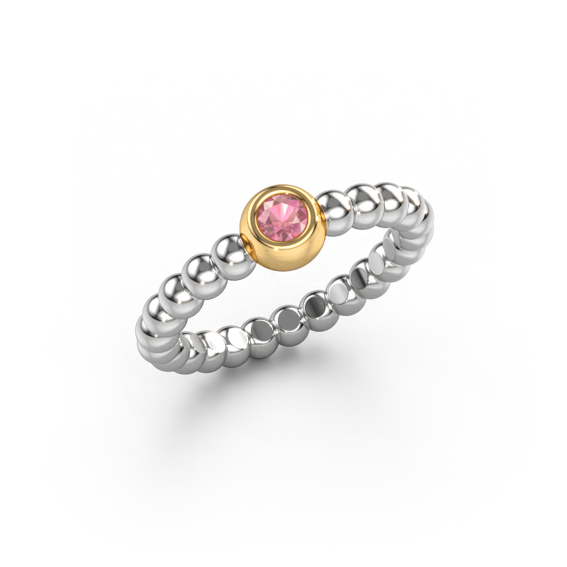 Image of Stackable ring Dini 585 white gold Tourmaline pink 3 mm