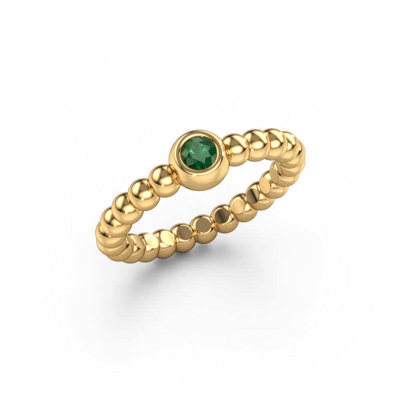 Image of Stackable ring Dini 585 gold Emerald 3 mm