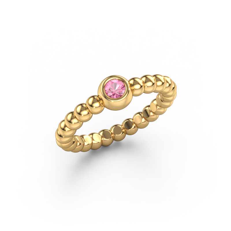 Image de Bague superposable Dini 585 or jaune Saphir rose 3 mm