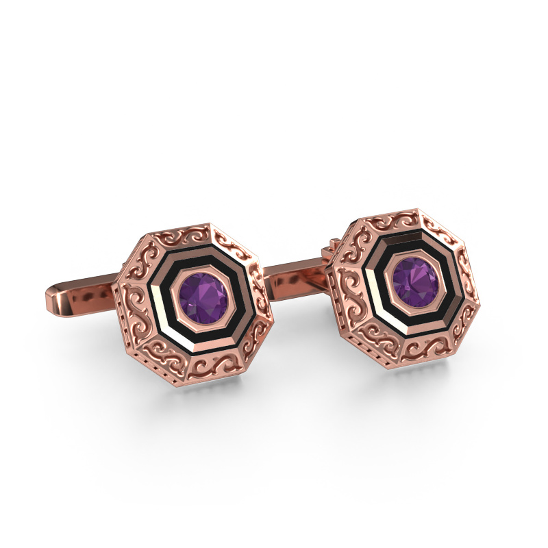 Image of Cufflinks Dion 585 rose gold Amethyst 5 mm