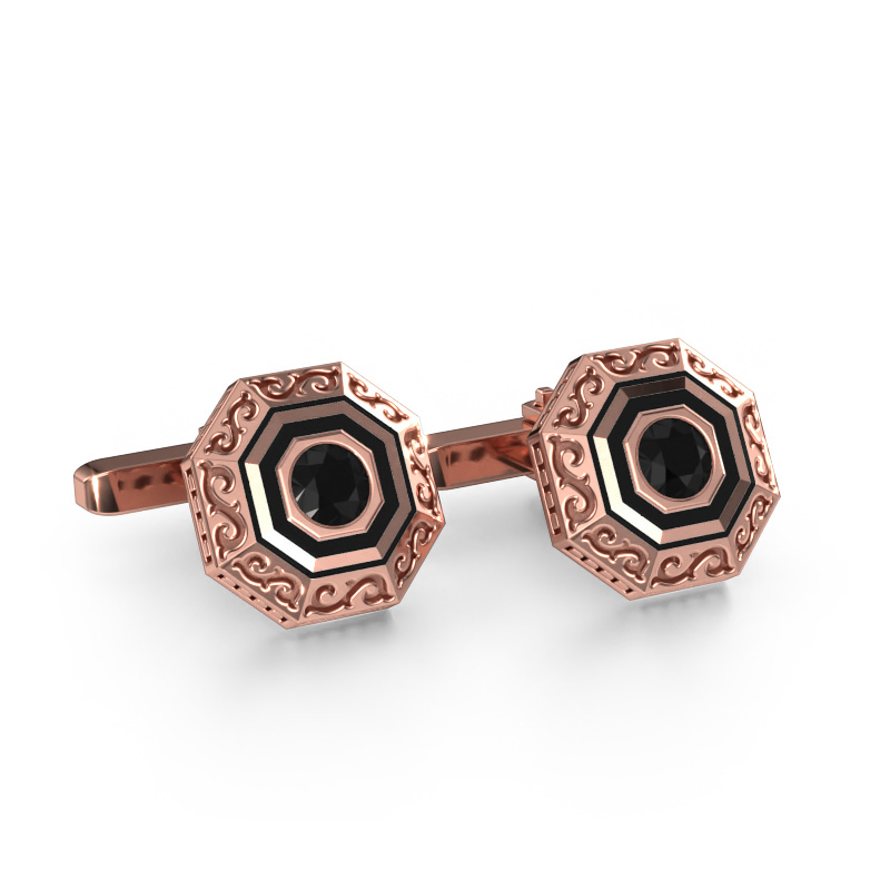 Image of Cufflinks Dion 585 rose gold Black diamond 1.20 crt