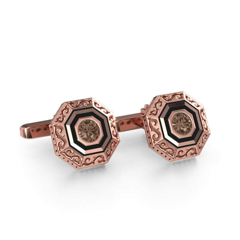 Image of Cufflinks Dion 585 rose gold Brown diamond 1.00 crt