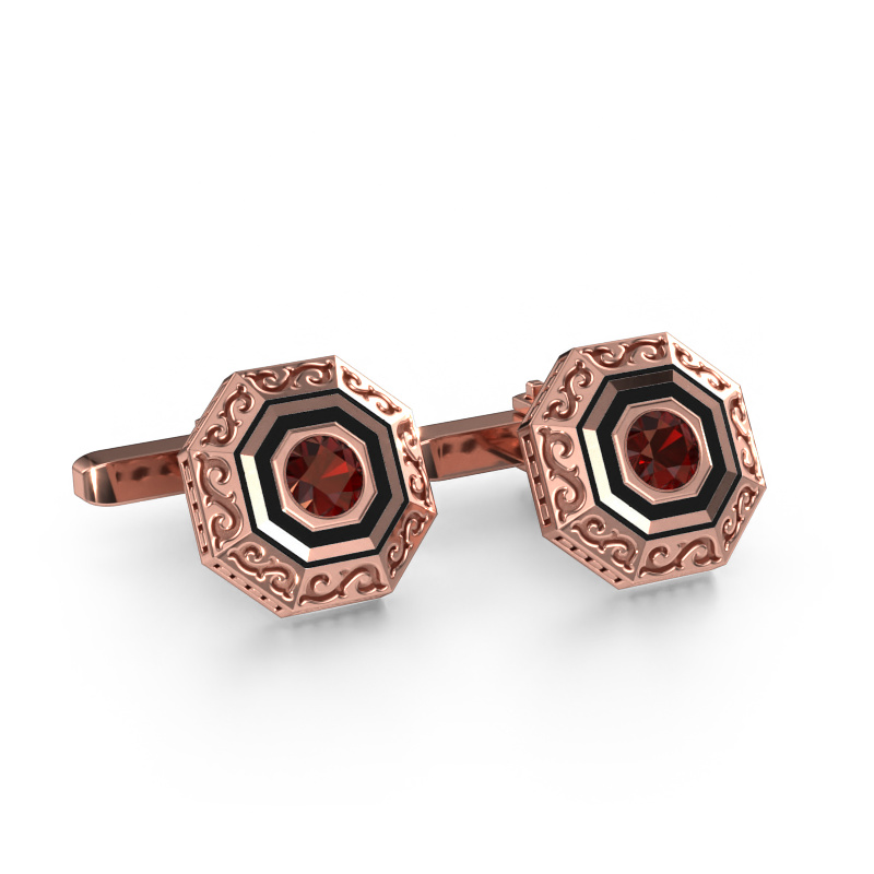 Image of Cufflinks Dion 585 rose gold Garnet 5 mm