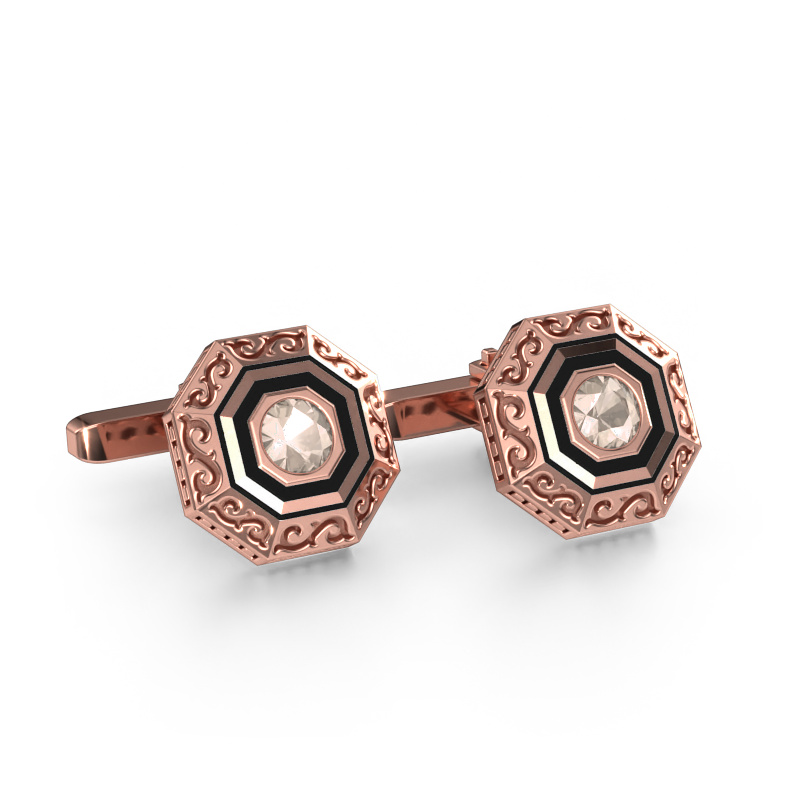Image of Cufflinks Dion 585 rose gold Morganite champagne 5 mm