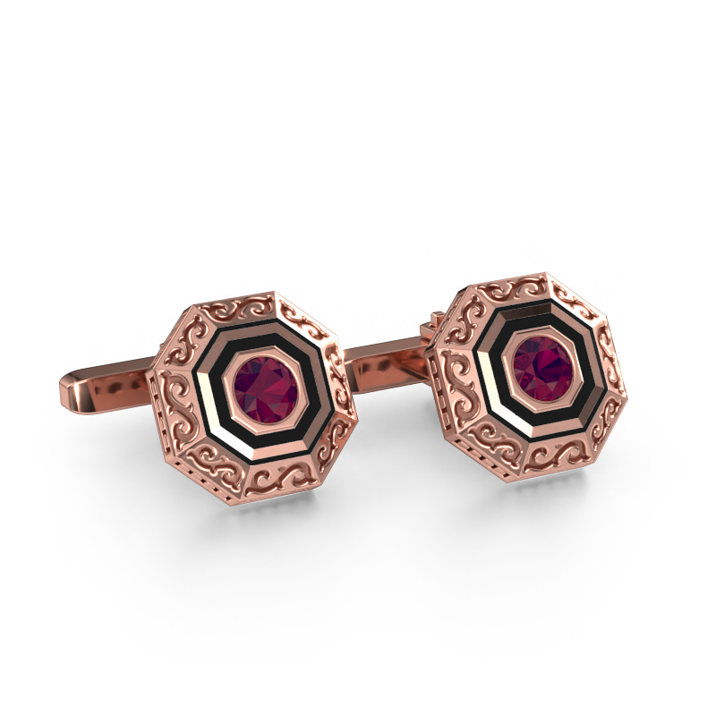 Image of Cufflinks Dion 585 rose gold Rhodolite 5 mm