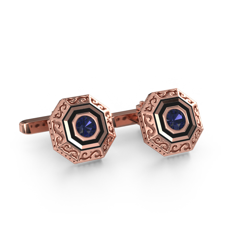 Image of Cufflinks Dion 585 rose gold Sapphire 5 mm