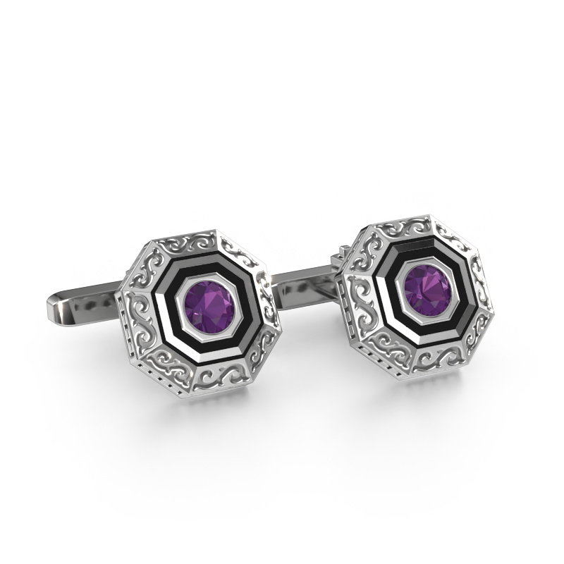 Image of Cufflinks Dion 585 white gold Amethyst 5 mm