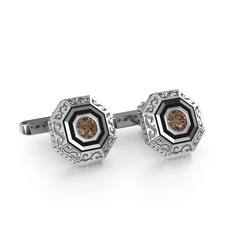 Image of Cufflinks Dion 585 white gold Brown diamond 1.00 crt