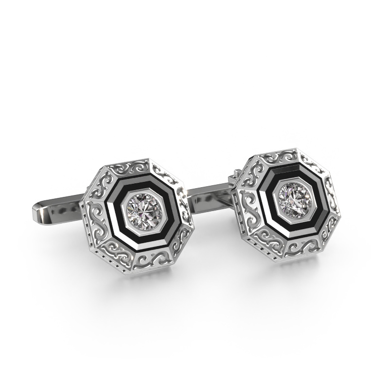Image de Boutons de manchettes Dion 585 or blanc Diamant 1.00 crt
