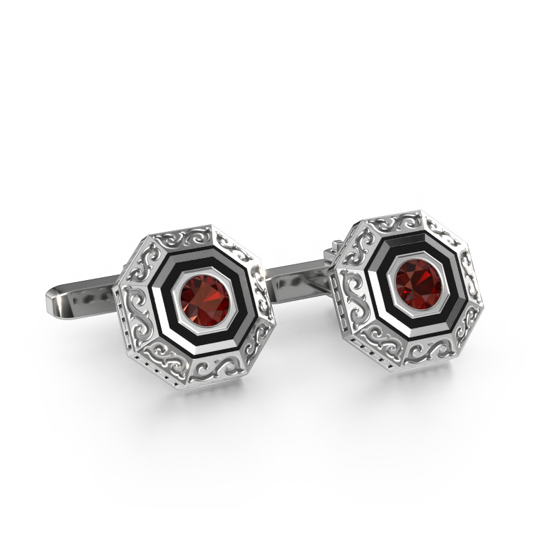 Image of Cufflinks Dion 585 white gold Garnet 5 mm