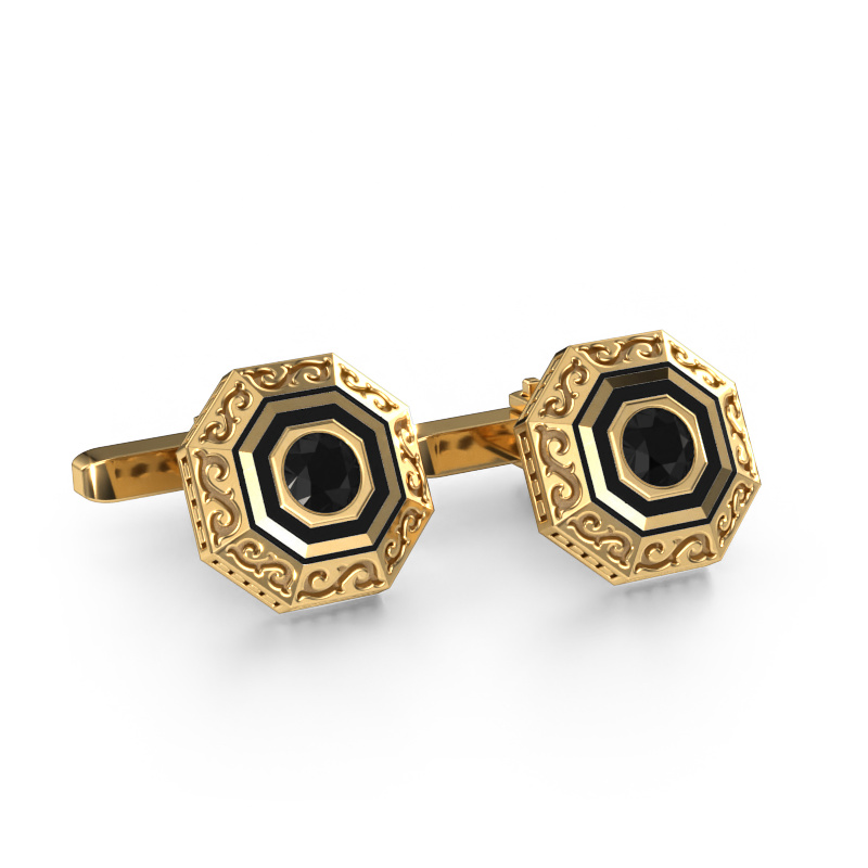 Image of Cufflinks Dion 585 gold Black diamond 1.20 crt