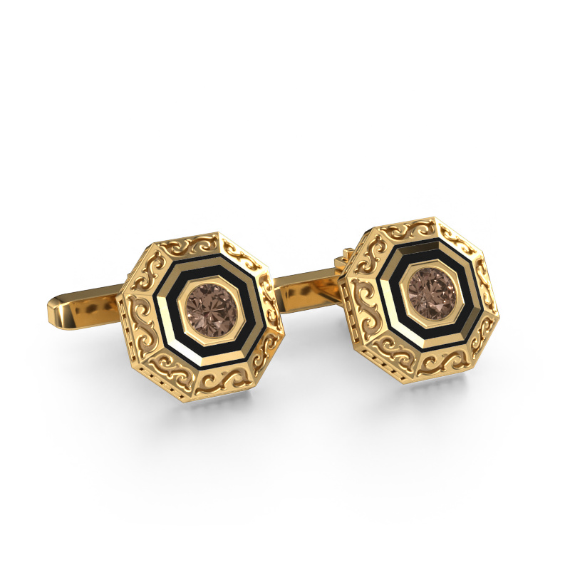 Image of Cufflinks Dion 585 gold Brown diamond 1.00 crt