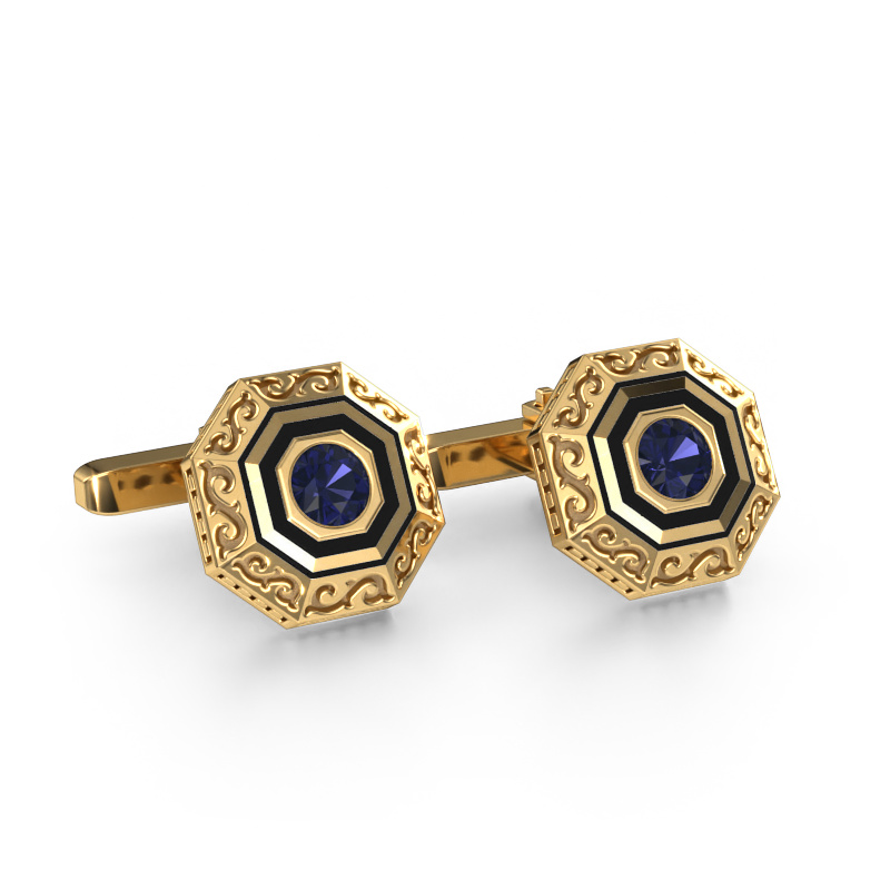 Image of Cufflinks Dion 585 gold Sapphire 5 mm