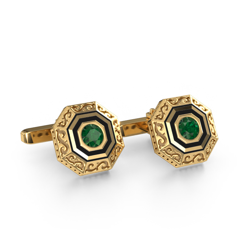 Image of Cufflinks Dion 585 gold Emerald 5 mm