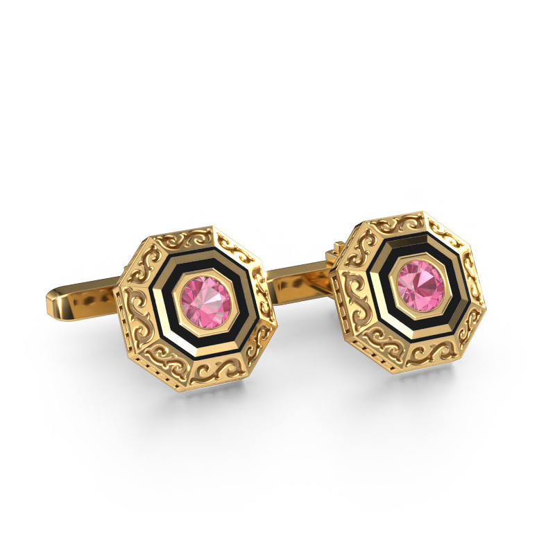 Image of Cufflinks Dion 585 gold Pink sapphire 5 mm