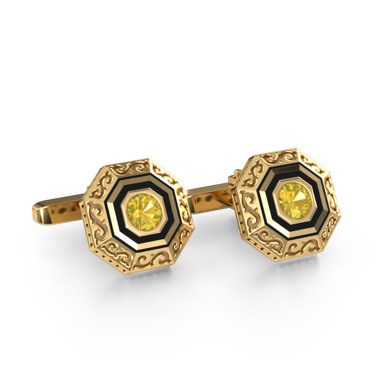 Image of Cufflinks Dion 585 gold Yellow sapphire 5 mm