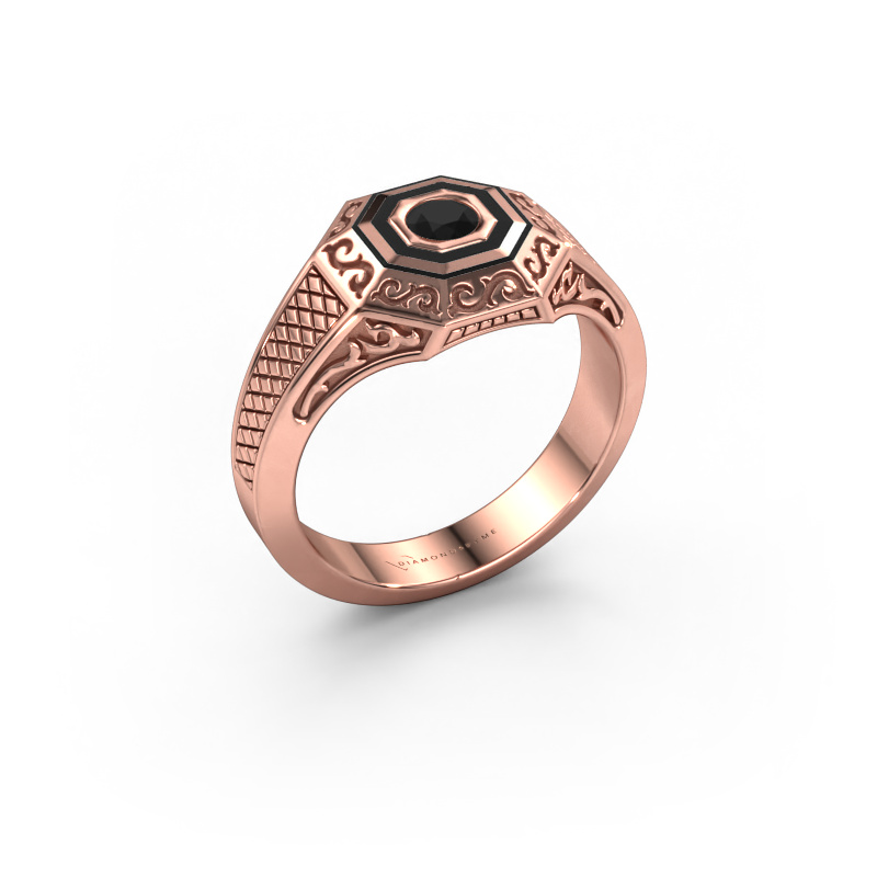 Image of Men's ring Dion 585 rose gold Black diamond 0.30 crt