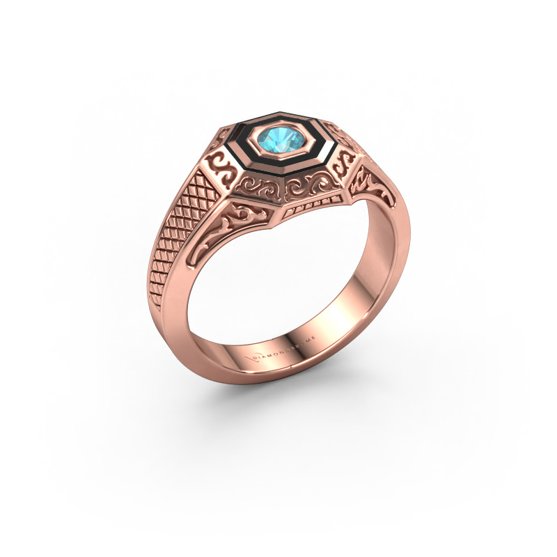 Image of Men's ring Dion 585 rose gold Blue topaz 4 mm