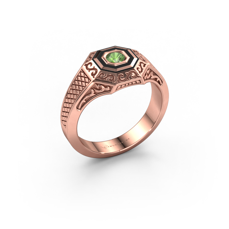 Image of Men's ring Dion 585 rose gold Tourmaline green 4 mm