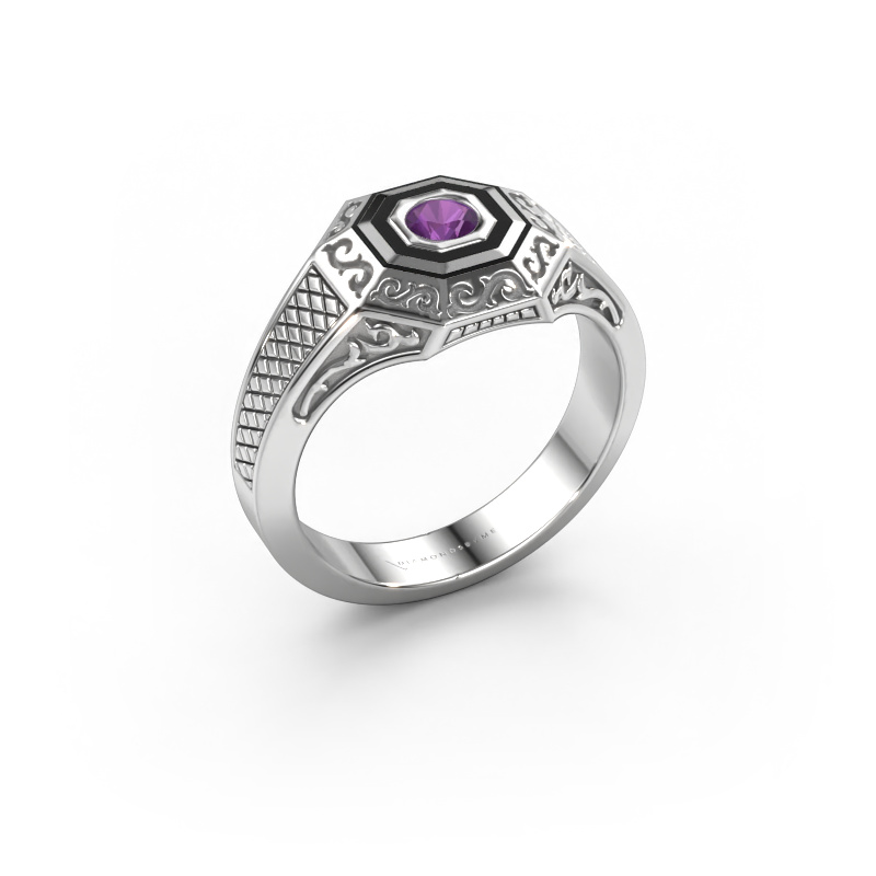 Bild von Herrenring Dion 585 Weißgold Amethyst 4 mm