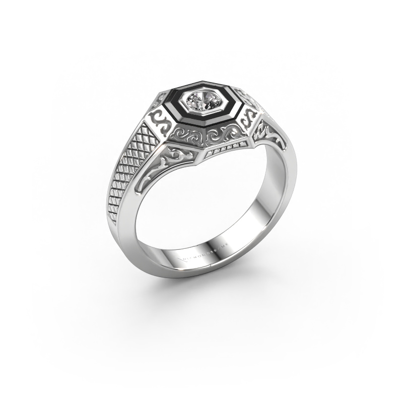 Image de Bague pour homme Dion 585 or blanc Diamant synthétique 0.25 crt
