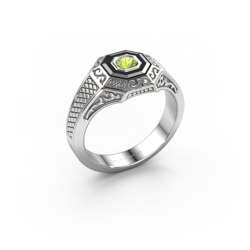 Image of Men's ring Dion 585 white gold Peridot 4 mm