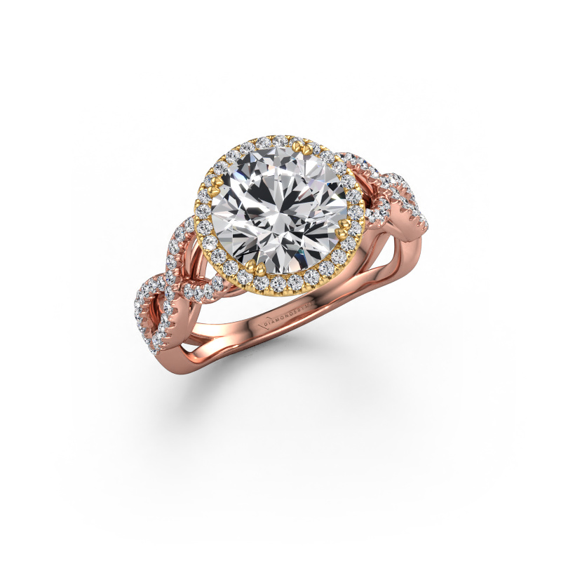 Image of Engagement ring Dionne rnd 585 rose gold Lab grown diamond 2.40 crt