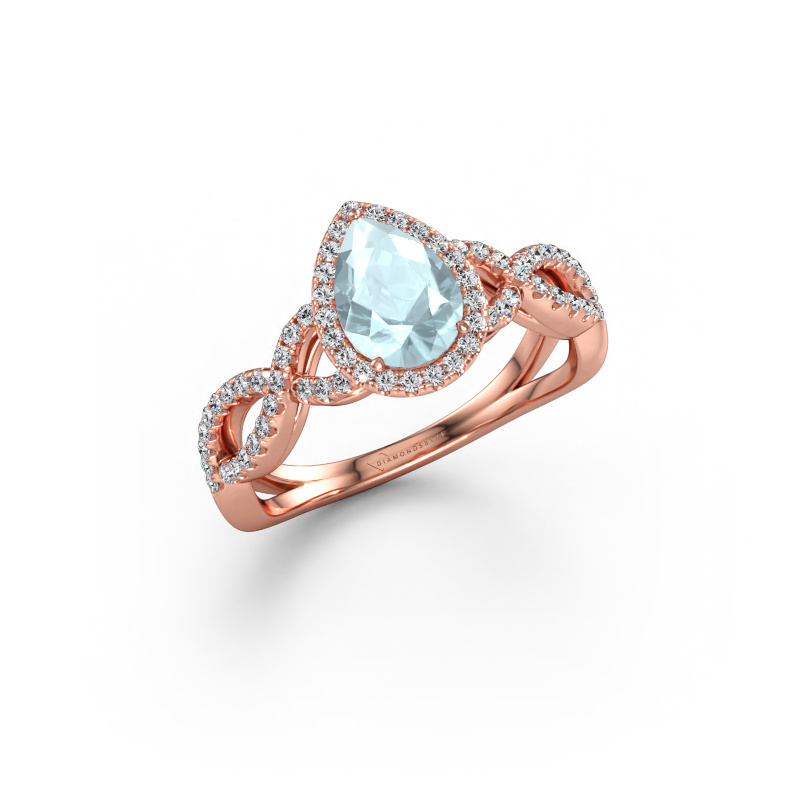Immagine di Anello di fidanzamento Dionne pear 585 oro rosa Acquamarina 7x5 mm