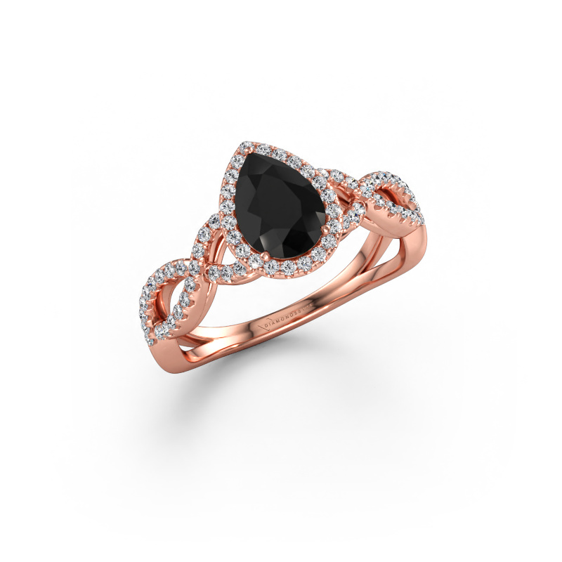 Bild av Förlovningsring Dionne pear 585 roséguld Svart diamant 1.34 crt