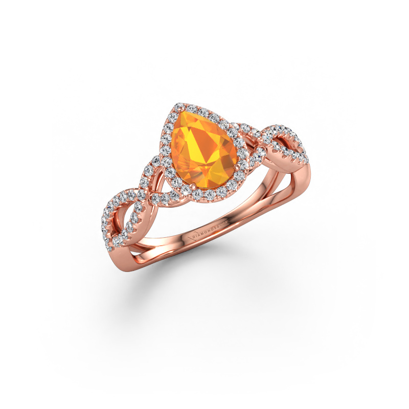 Bild av Förlovningsring Dionne pear 585 roséguld Citrin 7x5 mm